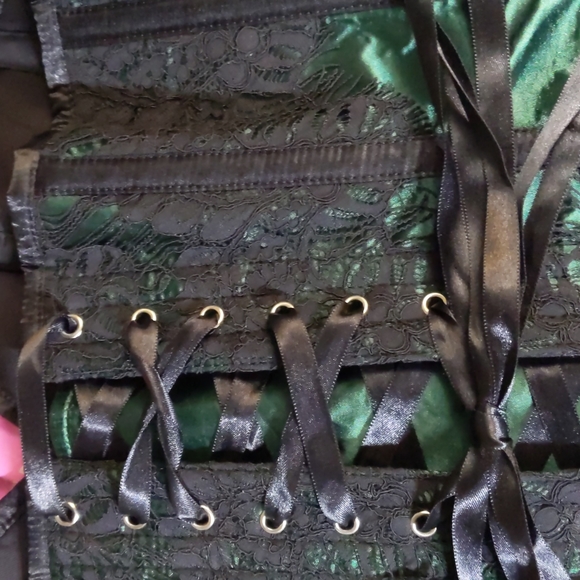 🔥Corset Story Overbust Corsetry Green w Black Lace Size 36 New Tags Never Worn - Picture 4 of 7